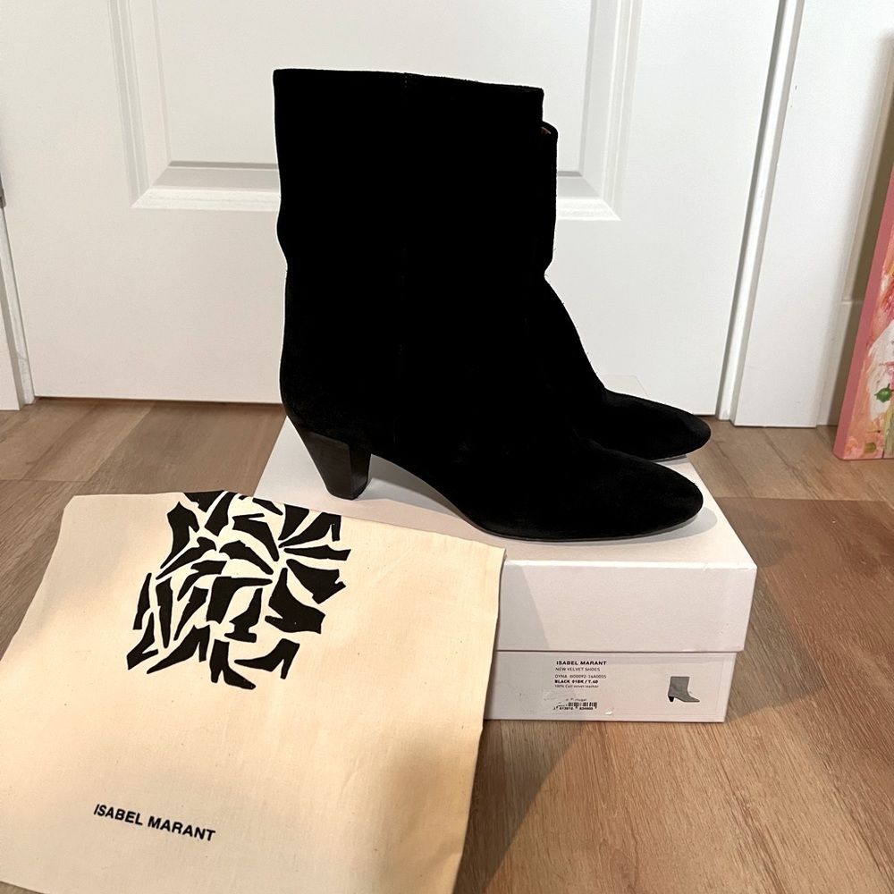 Isabel Marant E’toile, Black Velvete Suede Ankle Boots